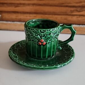 INARCO VINTAGE HOLLY BERRY CUP SAUCER CHRISTMAS HOLIDAY